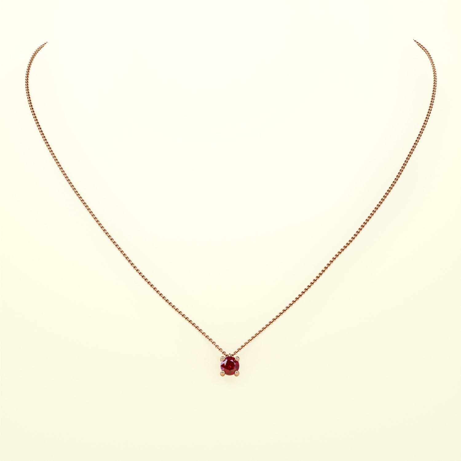 Birthstone Halskette Jänner in Roségold mit rotem Granat. Von FENA daily Jewellery.