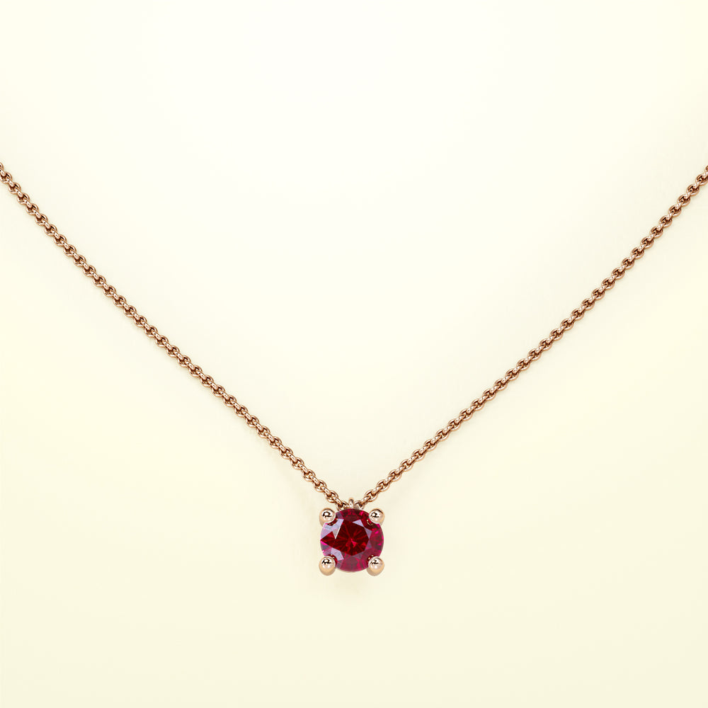 Birthstone Halskette Jänner in Roségold mit rotem Granat. Von FENA daily Jewellery.